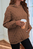 Momentlover Quilted Long Sleeve Hoodie with Pocket