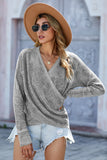 Momentlover V Neck Wrap Front Knitted Top