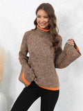 Momentlover Heathered Turtleneck Long Sleeve Sweater