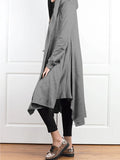 Momentlover Irregular Clipping Long Sleeves Solid Color Hooded Outerwear