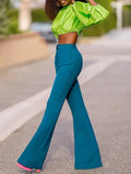 Momentlover Solid Color Puff Sleeves Loose Mock Neck Blouses&Shirts Tops