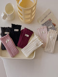 momentlover Wood Ear Lace Pleated Socks