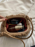 Momentlover Solid Color Pleated Handbags Crossbody Bags Bags