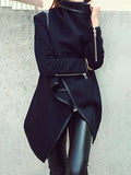 Momentlover Original Asymmetric Split-Joint High-Neck Woolen Coat