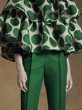 Momentlover Trendy Tops Loose Tiered Falbala Polka Dot  Blouses&Shirts Tops