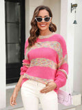 Momentlover Striped Drop Shoulder Sweater
