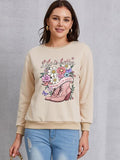 Momentlover Graphic Round Neck Long Sleeve Sweatshirt