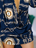 Momentlover Printed Figure Plus Size Loose Lapel Shirt Dress Mini Dresses