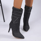 themeisles - Black Casual Daily Patchwork Solid Color Pointed Comfortable Shoes (Heel Height 3.54in)