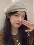 Momentlover Casual Simple Woolen 5 Colors Beret Hat