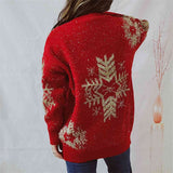 Momentlover Snowflake Pattern Long Sleeve Sweater