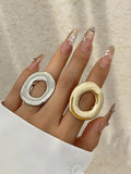 Normcore Geometric Hollow Solid Color Rings Accessories