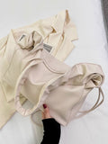 Momentlover Zipper Solid Color Pleated Handbags