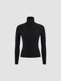 - Basic Turtleneck Ribbed Blouse