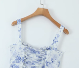 vmtvr- Blue and white porcelain print mid-length slip dress GEU465
