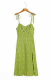 - women's green floral slit dress GEU1268