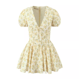 - Floral V-neck puff sleeve dress GEU1568