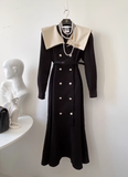 - Winter French retro contrast mermaid dress GEU1559