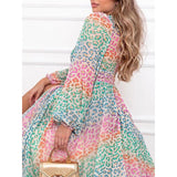 Sexy Leopard Dress Plus Size  Spring/Autumn Women Long Lantern Sleeve Club Party Evening Dress Maxi Dresses Vestidos A953