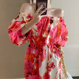 Style Summer Women Casual High Waist Sexy Backless Beach Dress Vintage Slash Neck Dot A-Line Maxi Dress Vestidos