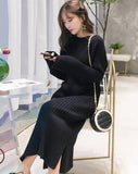 Women Winter Knit Dresses  Europe Long Sleeve O-Collar Casual Loose Warm Maxi Sweater Dress Plus Size Women's Clothing