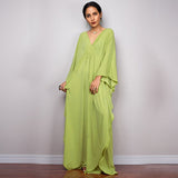 Multicolor V-Neck Batwing Sleeve Plus Size Loose Maxi Dress For Women Summer Beach Wear Kaftan Long Bathing Dresses Q1306
