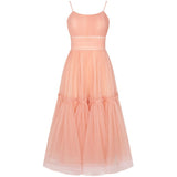 Simple Light Pink Short Prom Dresses Spaghetti Straps Tiered Tulle Prom Gowns Sweeheart Tea-Length Wedding Party Dress