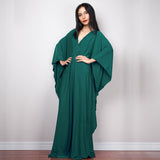 Multicolor V-Neck Batwing Sleeve Plus Size Loose Maxi Dress For Women Summer Beach Wear Kaftan Long Bathing Dresses Q1306