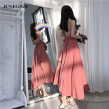 Women Summer Dress Sexy Spaghetti Strap Backless Back Belt Long Dress  Strapless Chiffon Dress Female Vestidos
