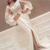 Graduation party  Long Dress Women Clothes Turtleneck Empire Floor-Length Embroidery High Street Wedding Prom Party Night Elegant Dresses Top