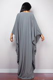 Multicolor V-Neck Batwing Sleeve Plus Size Loose Maxi Dress For Women Summer Beach Wear Kaftan Long Bathing Dresses Q1306