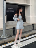 Autumn Solid Elegant Dress Women Korean Princess High Waist Casual Sweet Dress Female Party Long Sleeve Mini Fairy Dress
