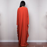 Multicolor V-Neck Batwing Sleeve Plus Size Loose Maxi Dress For Women Summer Beach Wear Kaftan Long Bathing Dresses Q1306