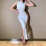 Fall outfits Elegant Black Sleeveless Bandage Sexy Dress for Women Club Party Backless Tank Dresses Skinny Fashion Summer