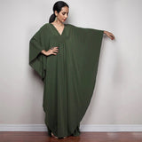 Multicolor V-Neck Batwing Sleeve Plus Size Loose Maxi Dress For Women Summer Beach Wear Kaftan Long Bathing Dresses Q1306
