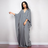 Multicolor V-Neck Batwing Sleeve Plus Size Loose Maxi Dress For Women Summer Beach Wear Kaftan Long Bathing Dresses Q1306