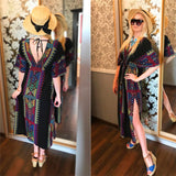 Deep V Neck Hollow Out Long Dress Women Plus Size Summer Beach Tunic White Sexy A Line Long Dress Vestidos Q274