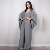 Multicolor V-Neck Batwing Sleeve Plus Size Loose Maxi Dress For Women Summer Beach Wear Kaftan Long Bathing Dresses Q1306