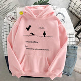 Momentlover Autumn New Harajuku Kpop Women's Retro Hoodie Dinosaur Long Sleeve Top Tee Fashion Casual Sports Shirt Ladies Clothing Hoodie