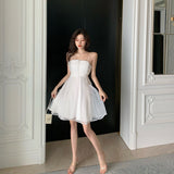 Billlani Women Sleeveless Dress Lace Elegant Solid Sexy Ladies Korean Style A-line Square Collar Spaghetti Strap Summer Fashion Ulzzang