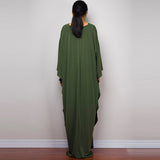 Multicolor V-Neck Batwing Sleeve Plus Size Loose Maxi Dress For Women Summer Beach Wear Kaftan Long Bathing Dresses Q1306