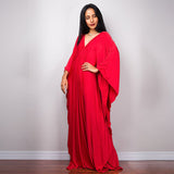 Multicolor V-Neck Batwing Sleeve Plus Size Loose Maxi Dress For Women Summer Beach Wear Kaftan Long Bathing Dresses Q1306