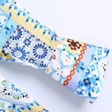 Summer Bohemia Women Vintage Print V-Neck Dress Female Fashion Chic Single-Breasted Casual Mini Dresses