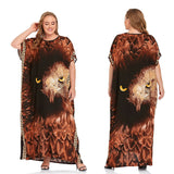 Elegant Tiger Printed Long Dreen  Women Summer Tassel Batwing Sleeve Dress Beach Wear Long Robe De Plage A925