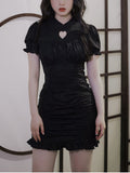 Black Vintage Dress Women French Bodycon Designer Elegant Mini Dress Female Korean Gothic Beach Party Sexy Dress Summer