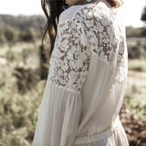 Deep V Neck Hollow Out Long Dress Women Plus Size Summer Beach Tunic White Sexy A Line Long Dress Vestidos Q274