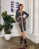 Bodycon Dress Sweater Long Sleeve Evening Dresses Luxury Knitted Club Wear V Neck Spring Vintage