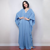 Multicolor V-Neck Batwing Sleeve Plus Size Loose Maxi Dress For Women Summer Beach Wear Kaftan Long Bathing Dresses Q1306