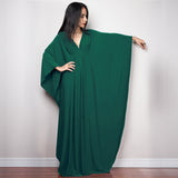 Multicolor V-Neck Batwing Sleeve Plus Size Loose Maxi Dress For Women Summer Beach Wear Kaftan Long Bathing Dresses Q1306