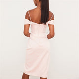 Women Party Formal Split Dress Summer Solid Off Shoulder Strapless Backless Sling Sundress Sexy Ladies Ruched Asymmetric Vestido